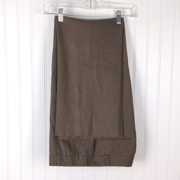 Lauren Ralph Lauren Womens Linen Trouser Pants Brown Size 10 Lined Flat Front - Picture 11 of 12